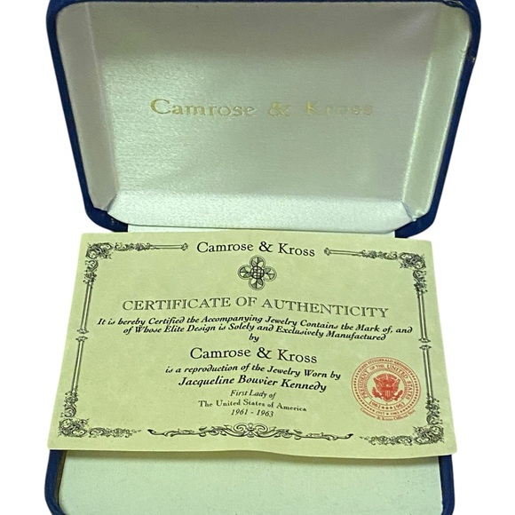 2 Camrose Kross Jackie Kennedy Faux Emerald & Ruby Gold-Tone Cross.12K GF Chains - Picture 6 of 8